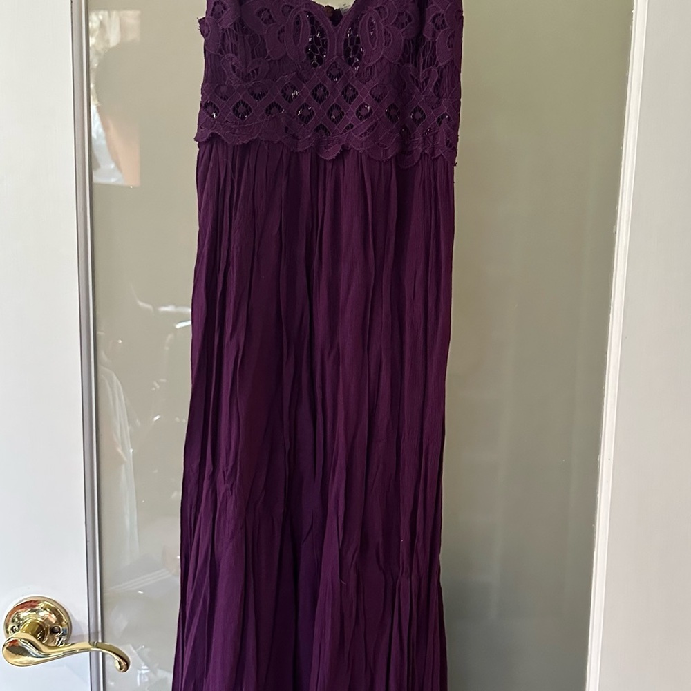 Free People Boho Purple Lace Maxi Dress
